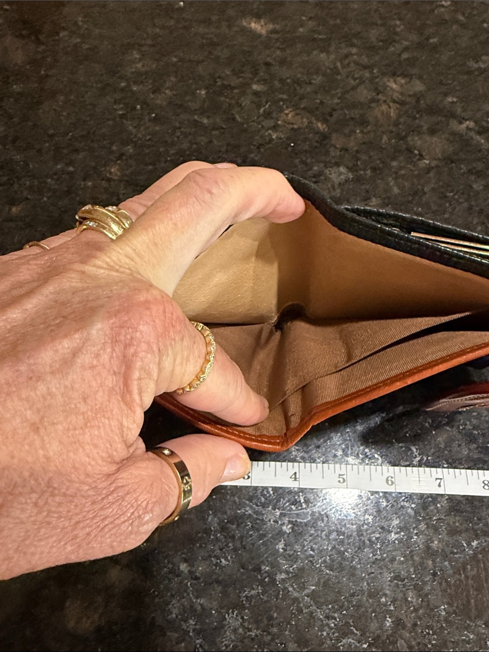 Dooney & Bourke Black Pebbled Leather wallet/Coin Purse with Brown Trim - Picture 8 of 10